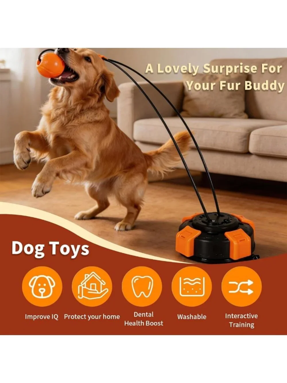 Durable Interactive Suction Cup Tug Toy for Medium & Large Dogs - Chew & Boredom